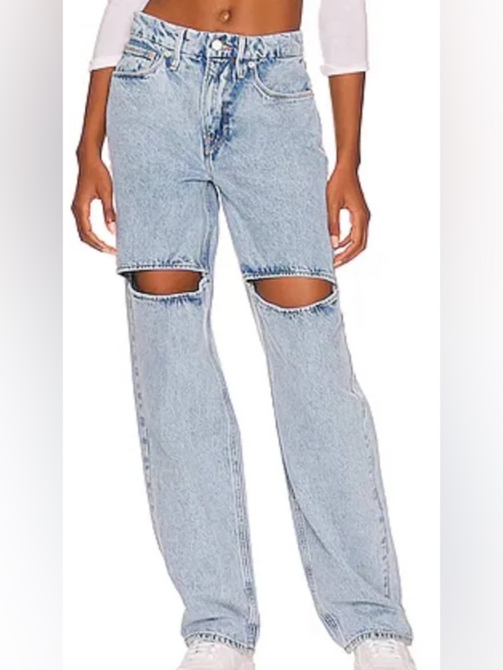 Good American GOOD 90’s thigh slit Light Blue Straight Leg Jeans